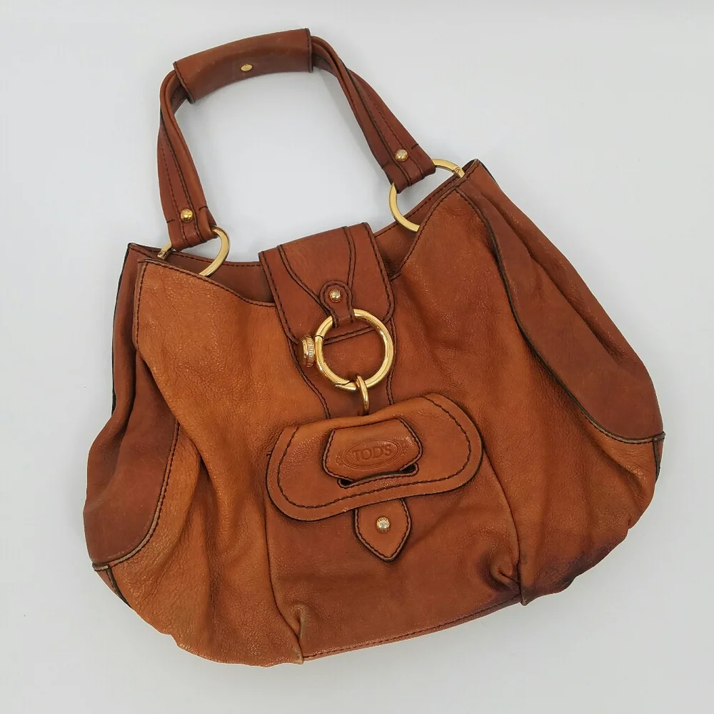 Tod's Peggy Hobo Shoulder Bag Brown Soft Leather